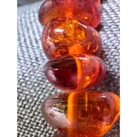 Vintage Natural Baltic Amber Beaded Necklace Polished Nugget Stones - Picture 5 of 6